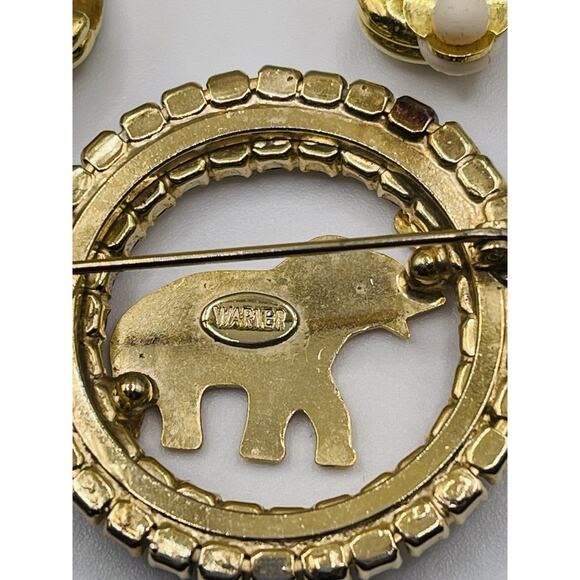 Joseph Warner Elephant Brooch Rhinestones With Green Earrings St Paddy's Day Set - Picture 5 of 8